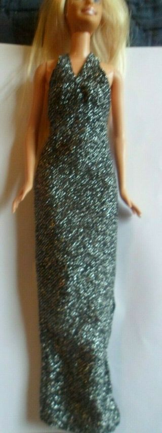 Vintage Barbie Silkstone Model Muse Sparkly Black/silver Long Gown Dress