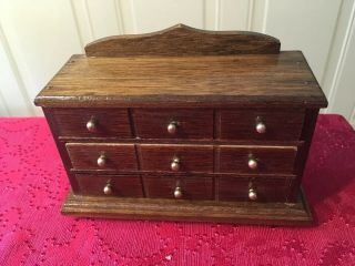 Vintage Dollhouse Miniatures Wood Dresser Bedroom Chest Of Drawers 3 Drawers