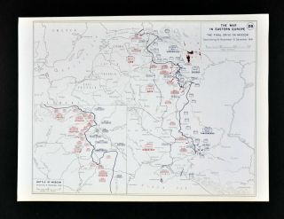 West Point Wwii Map German Campaign Battle Of Moscow Leningrad Tula Nov - Dec 1941