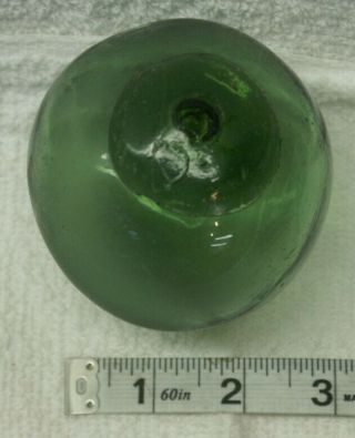 So953 Authentic Japanese Glass Fishing Float Dark Green Marked D.  G.  B.  3 1/4 "