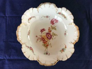 Fine Antique Dresden Porcelain Hand Painted Floral Bowl.  2.  C1880.