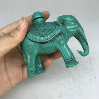 Pure Hand - Carved Snuff Bottle Artificial Turquoise Elephant Statue
