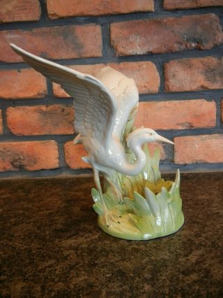 Ceramic Egret Heron and Cattail Figural Candle Holder by Fitz & Floyd 1 3