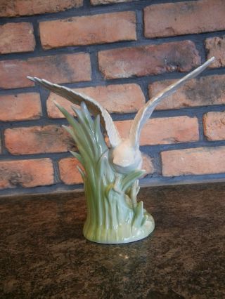 Ceramic Egret Heron and Cattail Figural Candle Holder by Fitz & Floyd 1 4