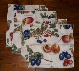 Set Of 8 Longaberger Fruit Medley Cloth Napkins Different Sizes