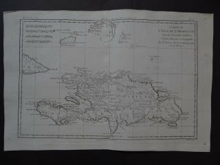 1780 Bonne Atlas Map Hispaniola - Dominican - Haiti - Isle De Saint Domingue