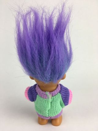 VINTAGE GOOD LUCK TROLLS BY RUSS Knitted Sweater With Heart Purple Blue Hair 4