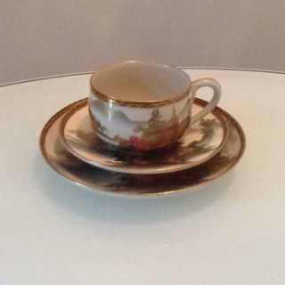Stunning Vintage Japanese Satsuma Porcelain Cup,  Saucer &side Plate
