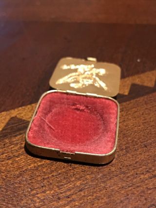 Vintage Antique Gold Coin Case - Felt Lining With Gold Eagle Design