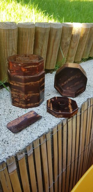 Carved Wood Tea Caddy / Spice Box
