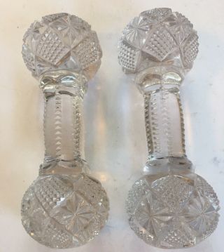 Pair Vintage Etched Cut Crystal Knife Or Spoon Rests