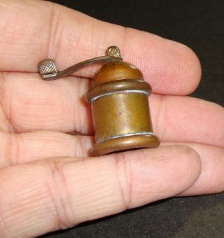 Antique Brass Dollhouse Pepper or Coffee Grinder Probably German 2