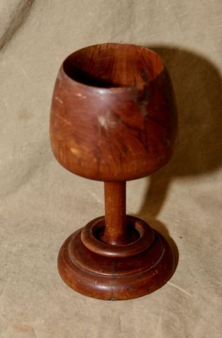 Vintage Antique Cedar? 1 Piece Of Wood Carved 6 " Goblet W Necklace Whimsy