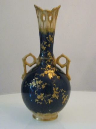 Stunning Antique Imperial Bonn Porcelain Cobalt Blue Vase