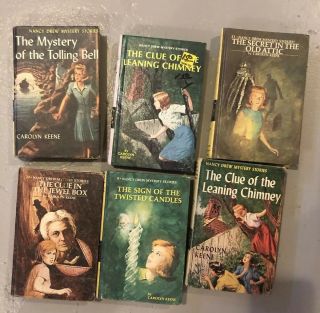 6 Vintage Nancy Drew Books Yellow Matte