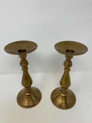 Vintage Matching Pair Heavy Brass Metal Candle Sticks Holders