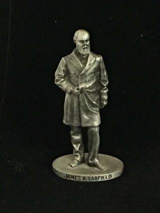 Vtg 80s Danbury James A.  Garfield Pewter Statue Figurine - David A.  Larocca