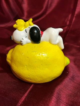 Vintage 1972 Peanuts Snoopy Woodstock Coin Bank Figurine Hand Made In Korea