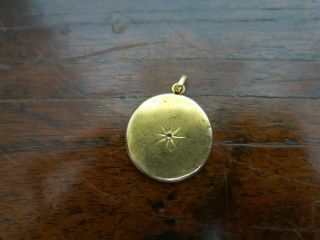 Vintage/ Antique W & H Co.  1/4 Gold Shell Star Locket,  Photo Pendant 4.  5g/ 2.  3cm