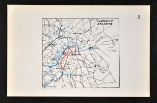 Civil War Map Atlanta Campaign Battle Ezra Church Georgia General Sherman & Hood