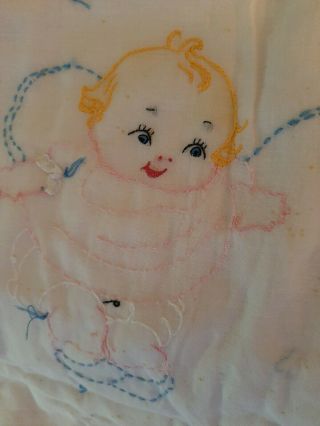 Antique Baby Embroidered Blanket Quilt Kewpie