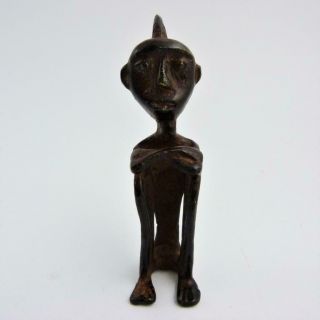 19th Century African Benin Bronze Figure Of A Seated Man