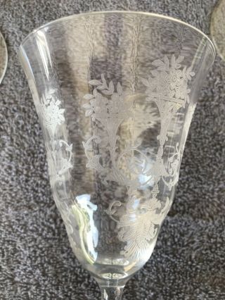 Rogaska Set Of 6 (six) Etched Cut Crystal Water Goblets / Wine Glasses 12 Oz.
