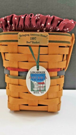 Longaberger 1997 Bee Basket With Liner & Fabric Insert Ln