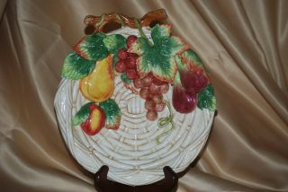 Fitz And Floyd Hand Painted Country Gourmet Fruit Plate 9.  25 " -
