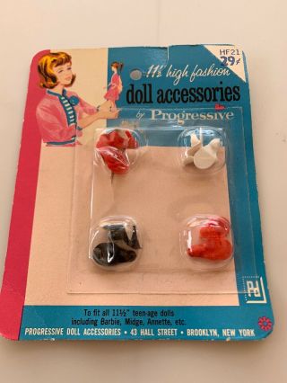 Vintage Barbie Doll Shoes By Progressive Doll Accessories In Package 1960’s