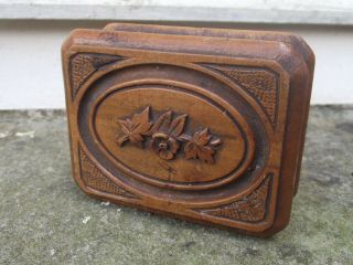 Antique Black Forest Carved Wood Stamp Box