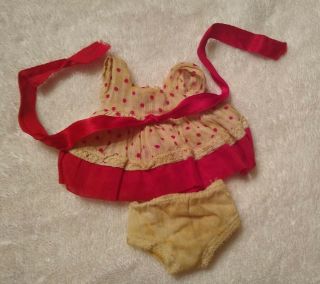 Vintage Ginny Doll Vogue Shirley Temple Dress White With Red Polka Dots Panties