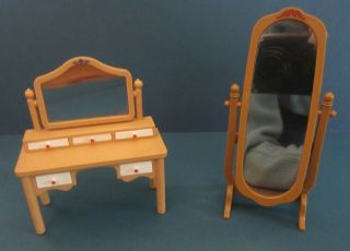 Vintage Tomy Smaller Homes Bedroom Furniture Vanity W/ Mirror & Standing Mirror