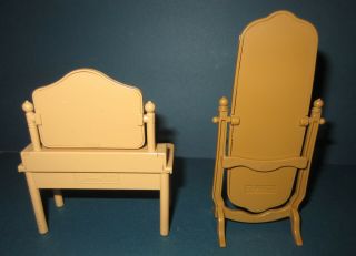 Vintage TOMY Smaller Homes Bedroom Furniture Vanity w/ Mirror & Standing Mirror 3
