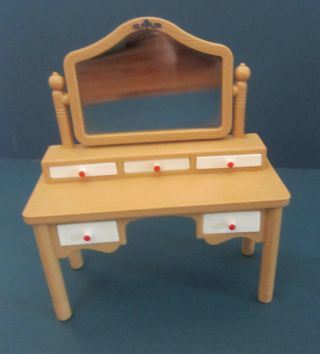 Vintage TOMY Smaller Homes Bedroom Furniture Vanity w/ Mirror & Standing Mirror 5