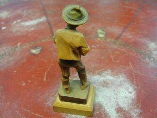 Vintage Anri Italy Hand Carved Wooden Figure German Young Man Farmer Drinking 3