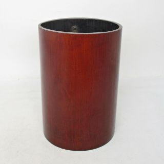 A317: Japanese Old Lacquered Bamboo Ware Hanging Flower Vase For Tea Ceremony.