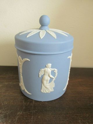 Antique Wedgwood England Jasperware Blue Candy Jar Trinket Box