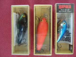 Rapala Fish Lures Group (3) Fat Rap In Boxes,  Fr - 5 Sb,  2 Vintage