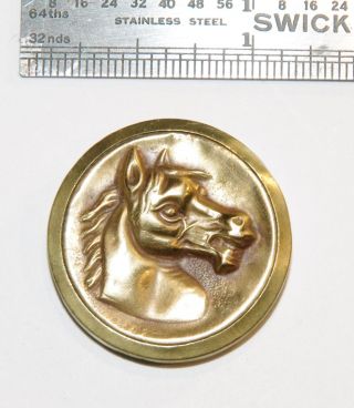 Antique Vintage Brass Picture Button France Sport Sporting Livery Hunt Horse