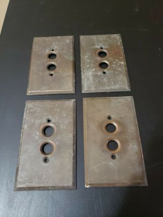 4 Vintage Brass Push Button Light Switch Plate Covers