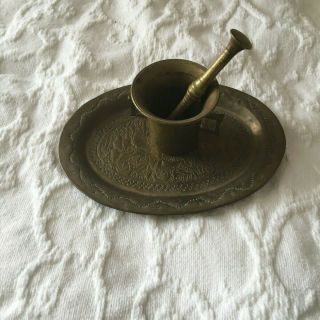 Vintage Brass Mortar & Double Sided Pestle,  Apothecary Herb And Spice Grinder