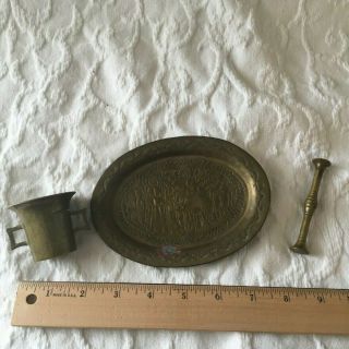 Vintage Brass Mortar & Double Sided Pestle,  Apothecary Herb and Spice Grinder 2