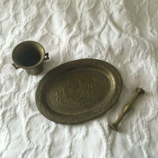 Vintage Brass Mortar & Double Sided Pestle,  Apothecary Herb and Spice Grinder 3