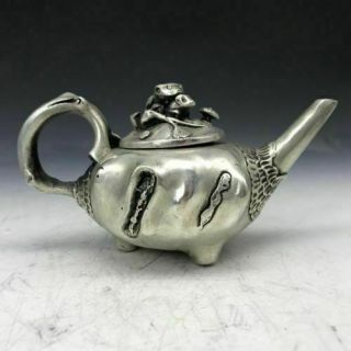Chinese Old Tibetan Silver Copper Teapot Carving Mouse（qianlong Make）yr25