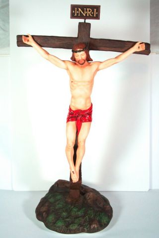 1989 Franklin " The Crucifixion " Jesus On Cross Figurine 15  Christian