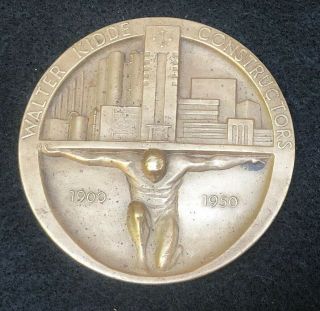Walter Kidde Constructors 3” 50th Anniversary Bronze Medallion Paperweight