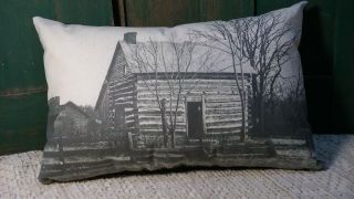 Primitive Vintage Americana Farm Homestead Log Cabin Spooky Lady In Door Pillow