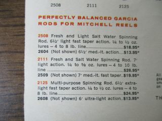 Vintage Garcia Michell 304 Fishing Rod / Reel & S.  M.  Bass Print Ad 3