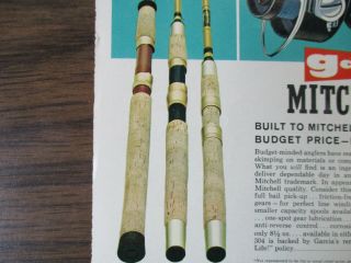 Vintage Garcia Michell 304 Fishing Rod / Reel & S.  M.  Bass Print Ad 5